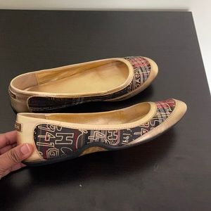 Gold and Plaid Coach Flats